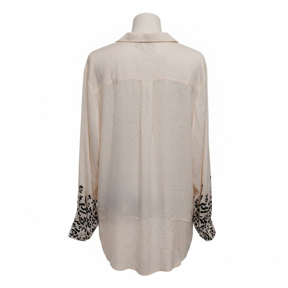 DG2 SILK Cheetah Animal Print Blouse Shirt Sz 3XL Creme Ivory Long Sleeve Luxury - Picture 11 of 12